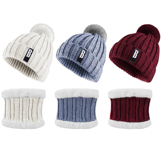 1Set Winter Beanie Hat Scarf Set Women Warm Knitting Skull Cap Neck Warmer For Walking Running Hiking Camping Outdoors Gift - Velora