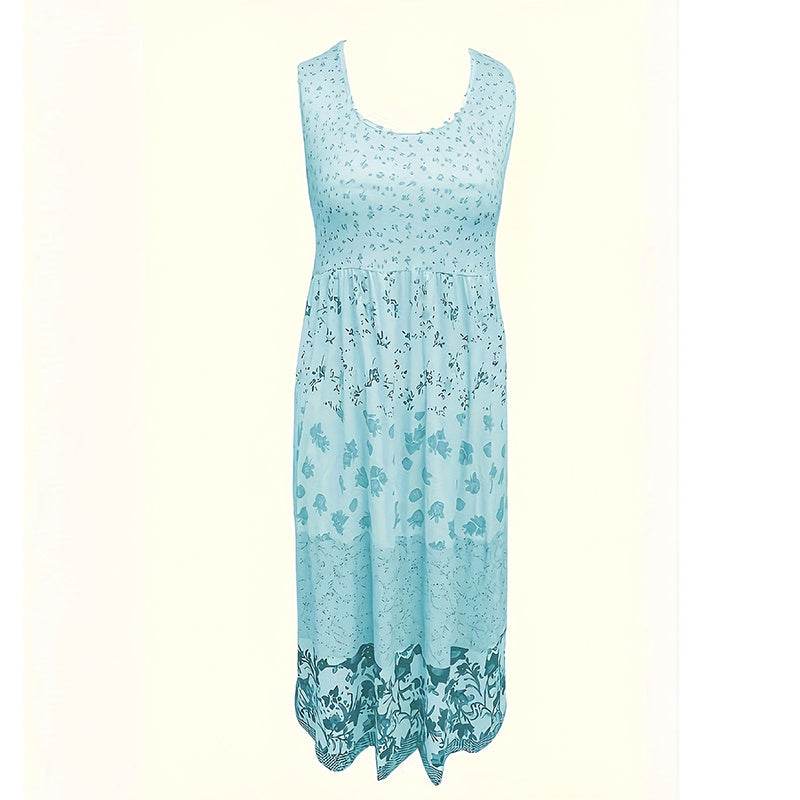Casual Summer Boho Dress Floral Sleeveless Midi Dress - Velora