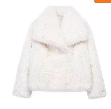 Winter Plush Open front Coat Thick lapel Outwear Faux Fur Coat women - Velora