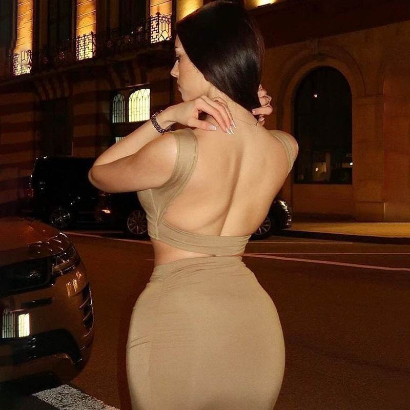 Women Tank Tops Long Skirts Party Dresses Two Piece Matching Sets Outfit 2025 Summer Clothes Slim Solid Color - Velora