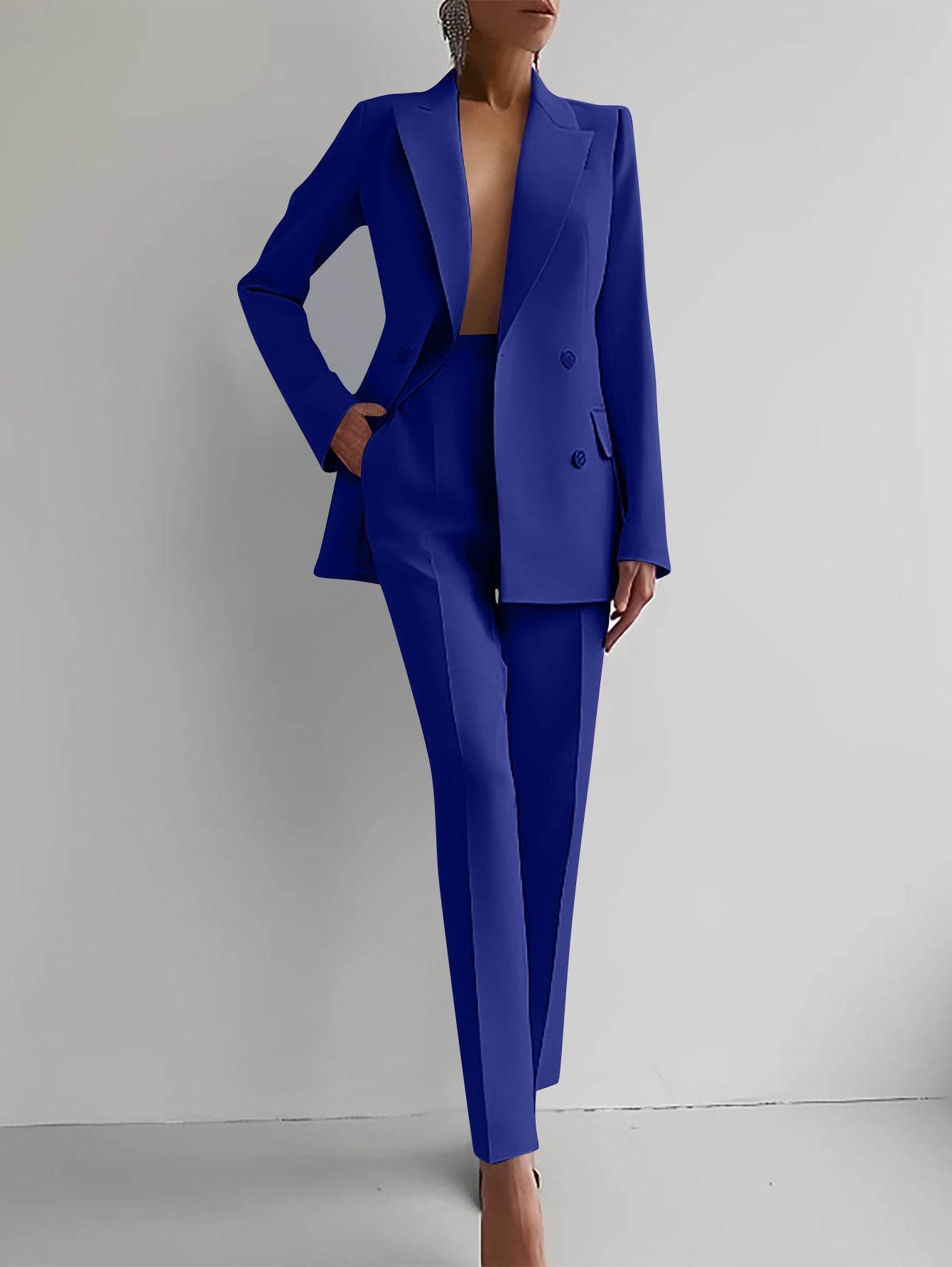 Casual Suits Fashion Long Sleeve Single-breasted Jacket Top And Slim Fit Trousers Women's Business Suits - Velora