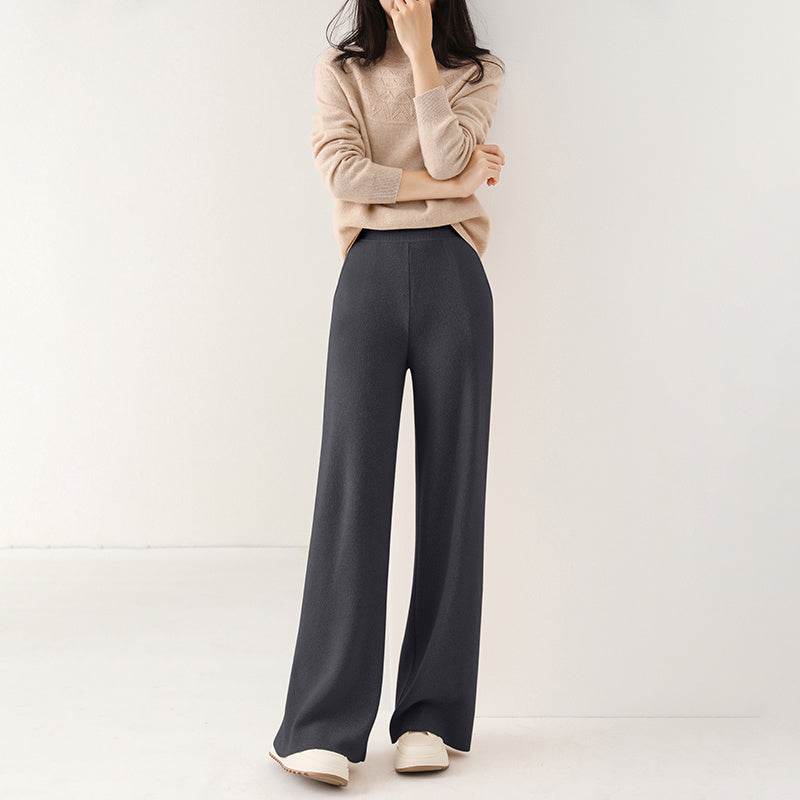 High Waist Casual All-match Knitted Mop Trousers Thickened - Velora