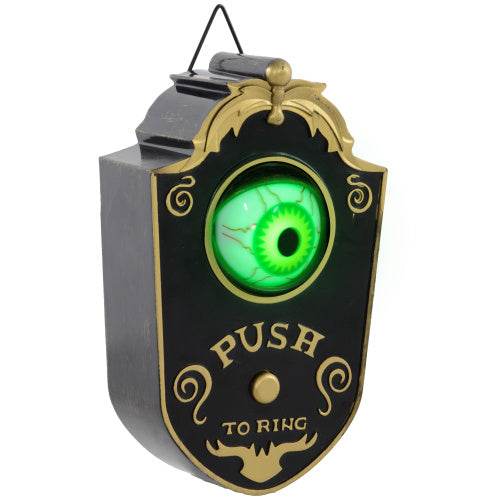 HOMCOM 7.1 Halloween Decoration, Animatronic Doorbell With Simulation Light-up Eyeball, Sound And Motion Activated Animated Prop W Piercing Doorbell Sound - Velora