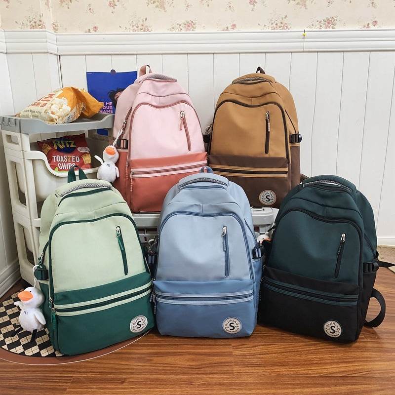 Retro Contrast Color Casual Backpack For Women - Velora