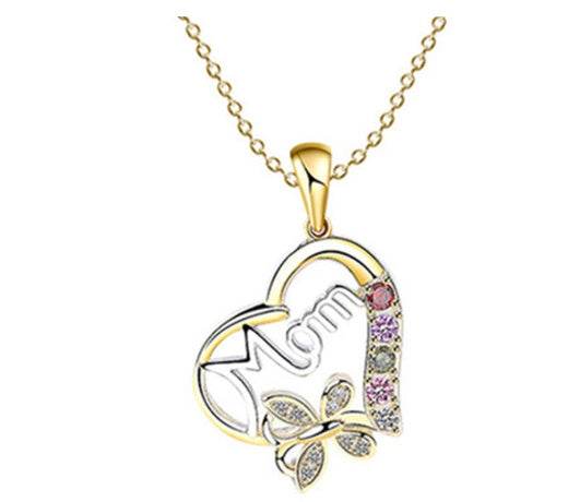 Mother's Day Gift Hollow Heart English Letter Love Mom Rhinestone Butterfly Finger Ring Jewelry Gift - Velora