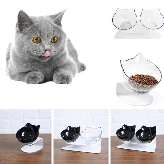 Elevated Double Food Bowl for Pets Cat Dog Food and water Bowl - Velora