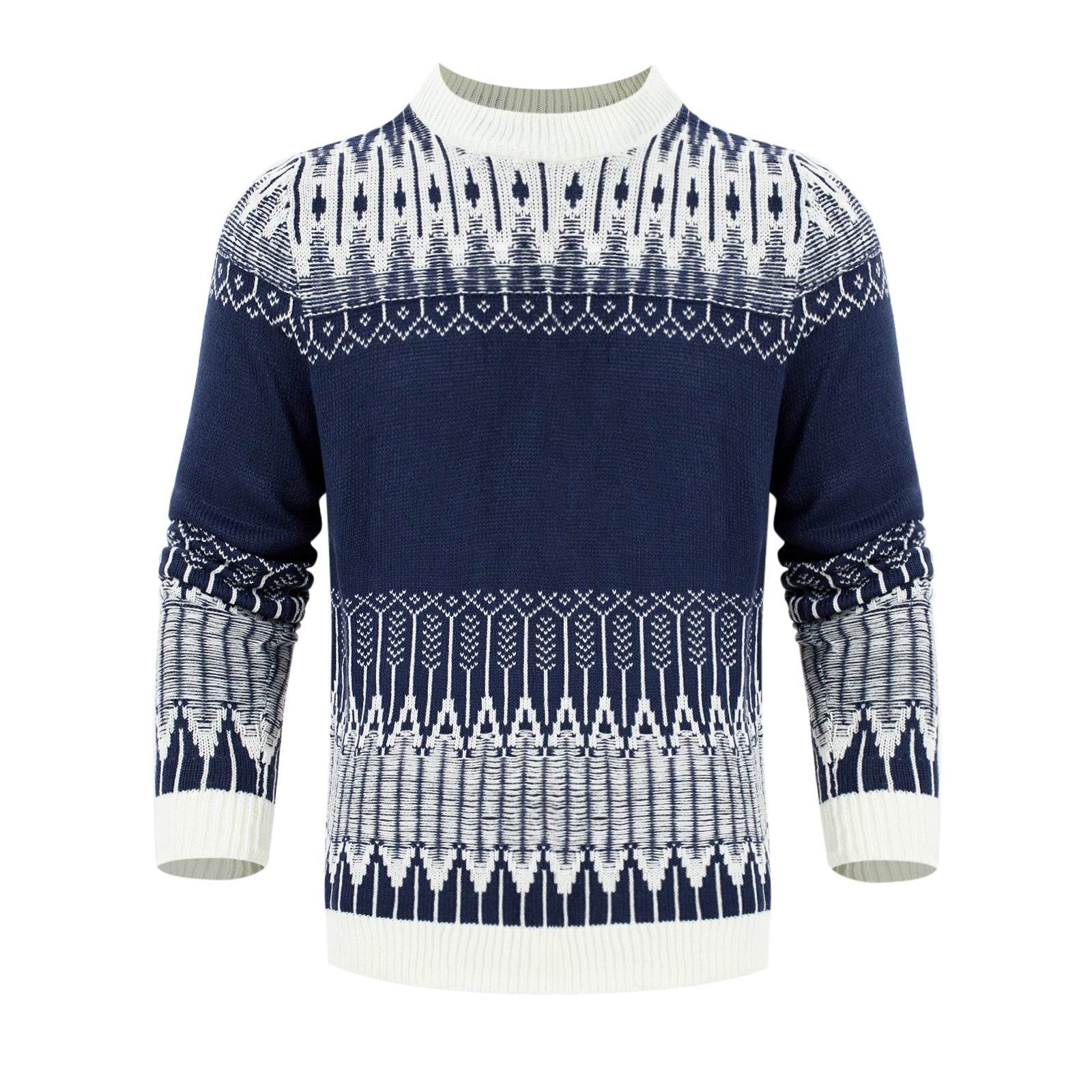 Men's Crewneck Pullover Sweater Unisex Fair Isle Long Sleeve Knitted Sweater - Velora