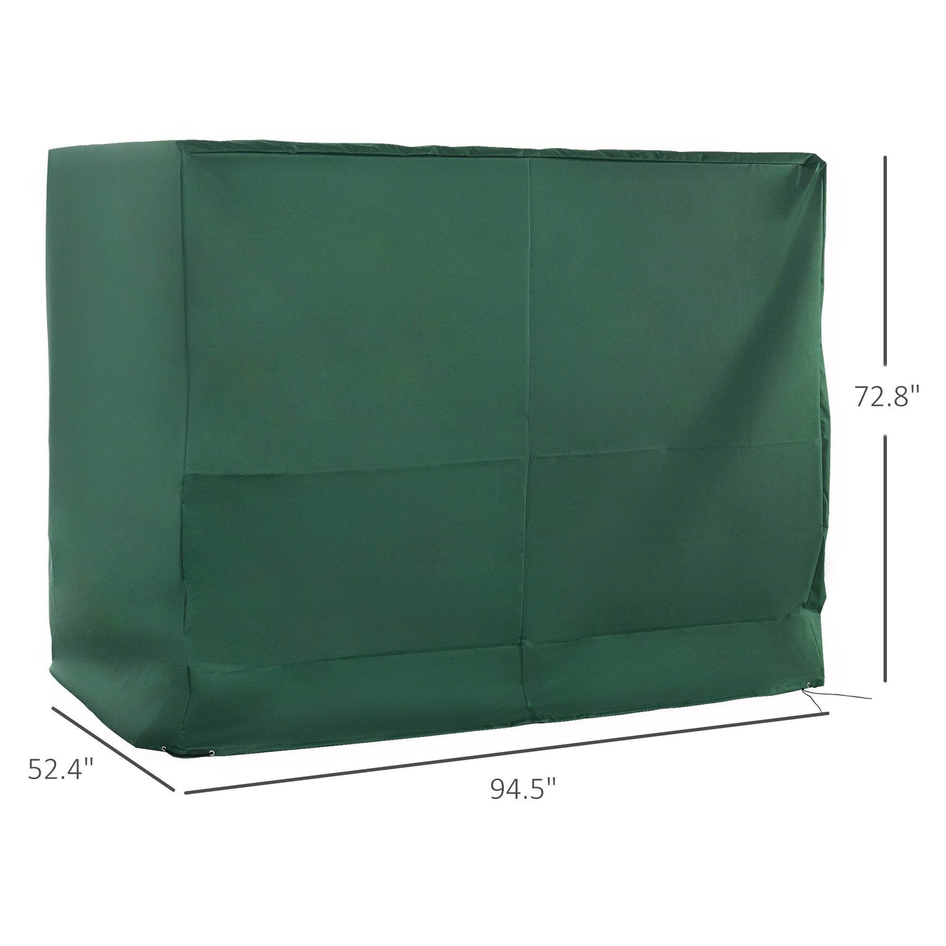 600D Oxford 3-Seater Patio Swing Cover Outdoor Swing Chair Cover Rain Protection Waterproof Anti-UV, Dark Green - Velora