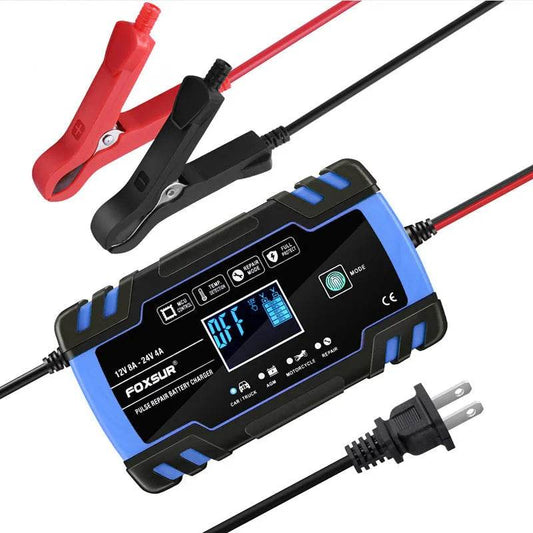 Universal LCD Display Smart Battery Charger For Motorcycles, Cars, Trucks - Velora