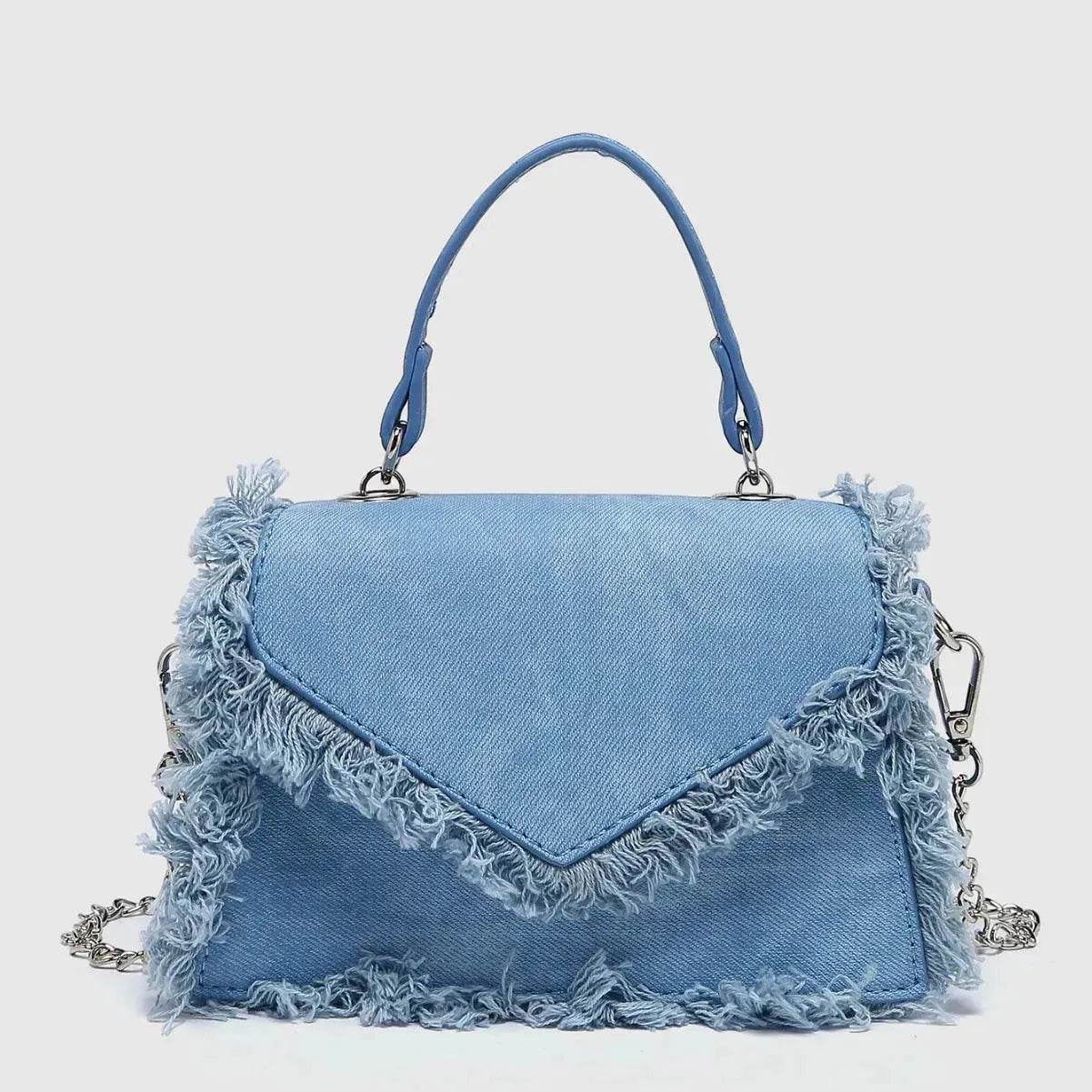 Retro Tassel Bag Denim Mini Crossbody denim bag - Velora