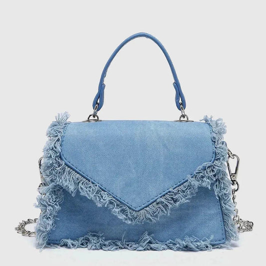 Retro Tassel Bag Denim Mini Crossbody denim bag - Velora