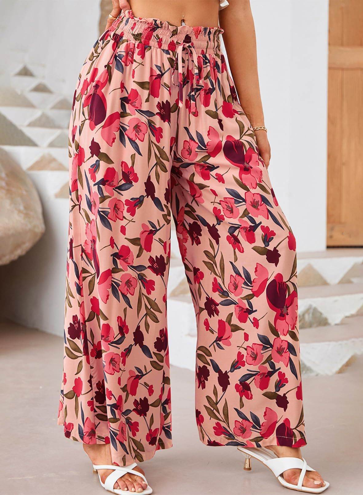 Printed Comfortable Casual High Waist Wide-leg Floral Palazzo Trousers women - Velora