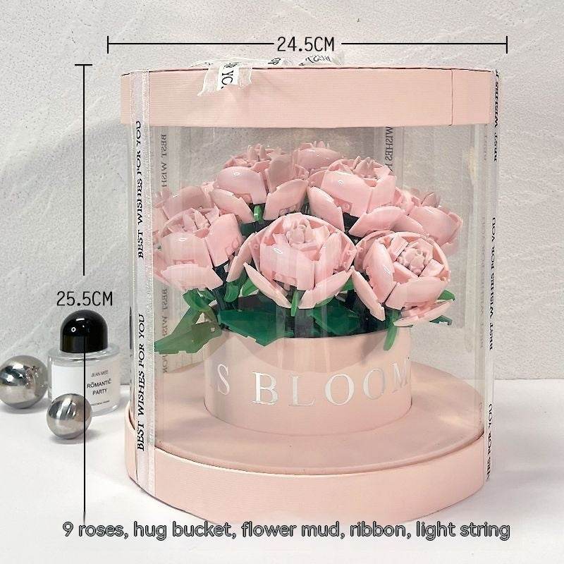 Building Blocks Rose Bouquet Flower Pot - Velora