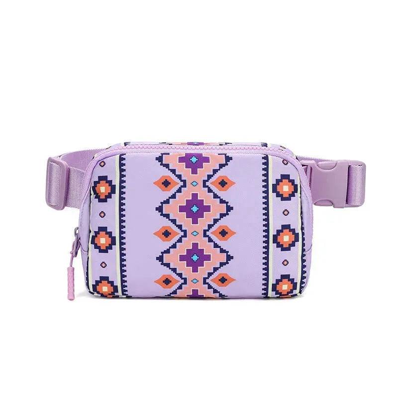 New Bohemian Print Waist Bag With Adjustable Shoulder Strap Fashion Casual Outdoor Running Crossbody Waist Bag For Women - Velora
