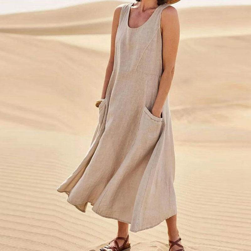 Summer Sleeveless Long Dress With Pockets Fashion Casual Loose Dresses Women's Clothing - Velora