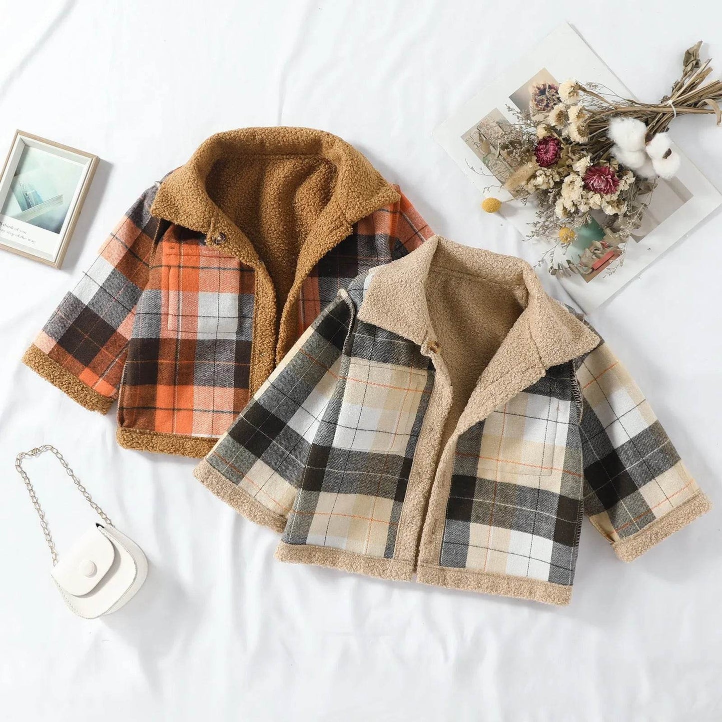 Autumn New Plush Plaid Reversible Coat - Velora