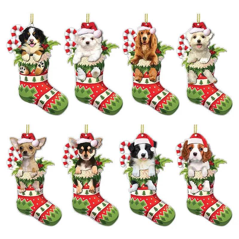 Christmas Stockings Christmas Tree Decorative Socks Dog Pendant Creative Cute - Velora