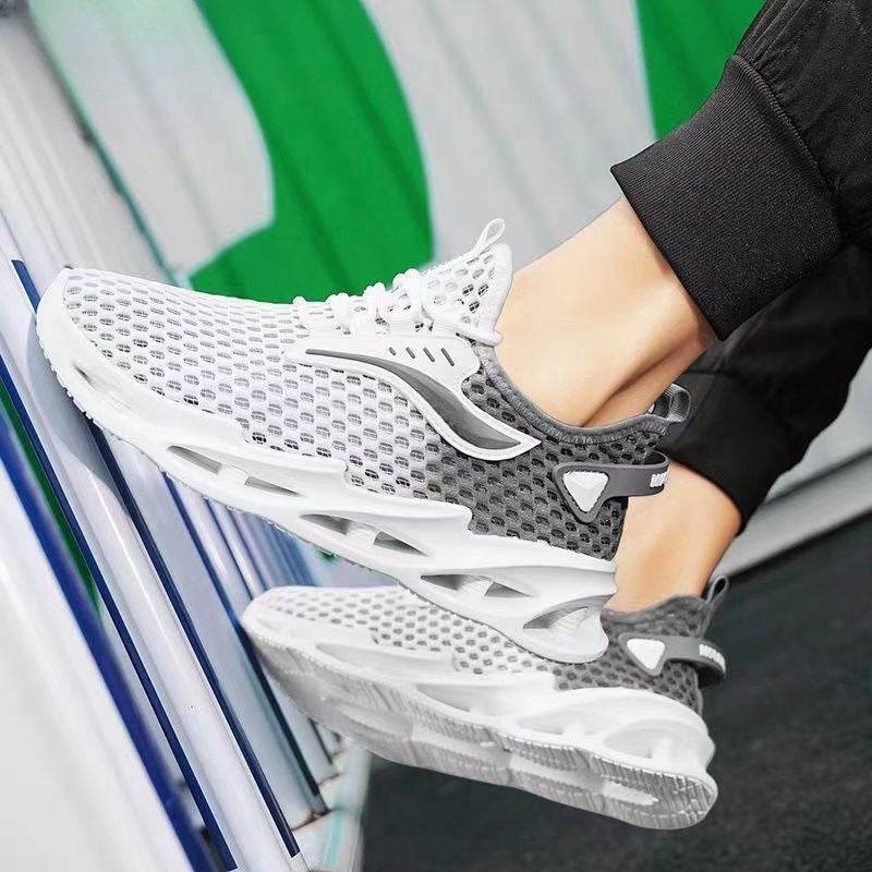 Men's Lace-up Sneakers Mesh Sports Shoes Fashion Hollow-sole Low Top Running Shoes - Velora