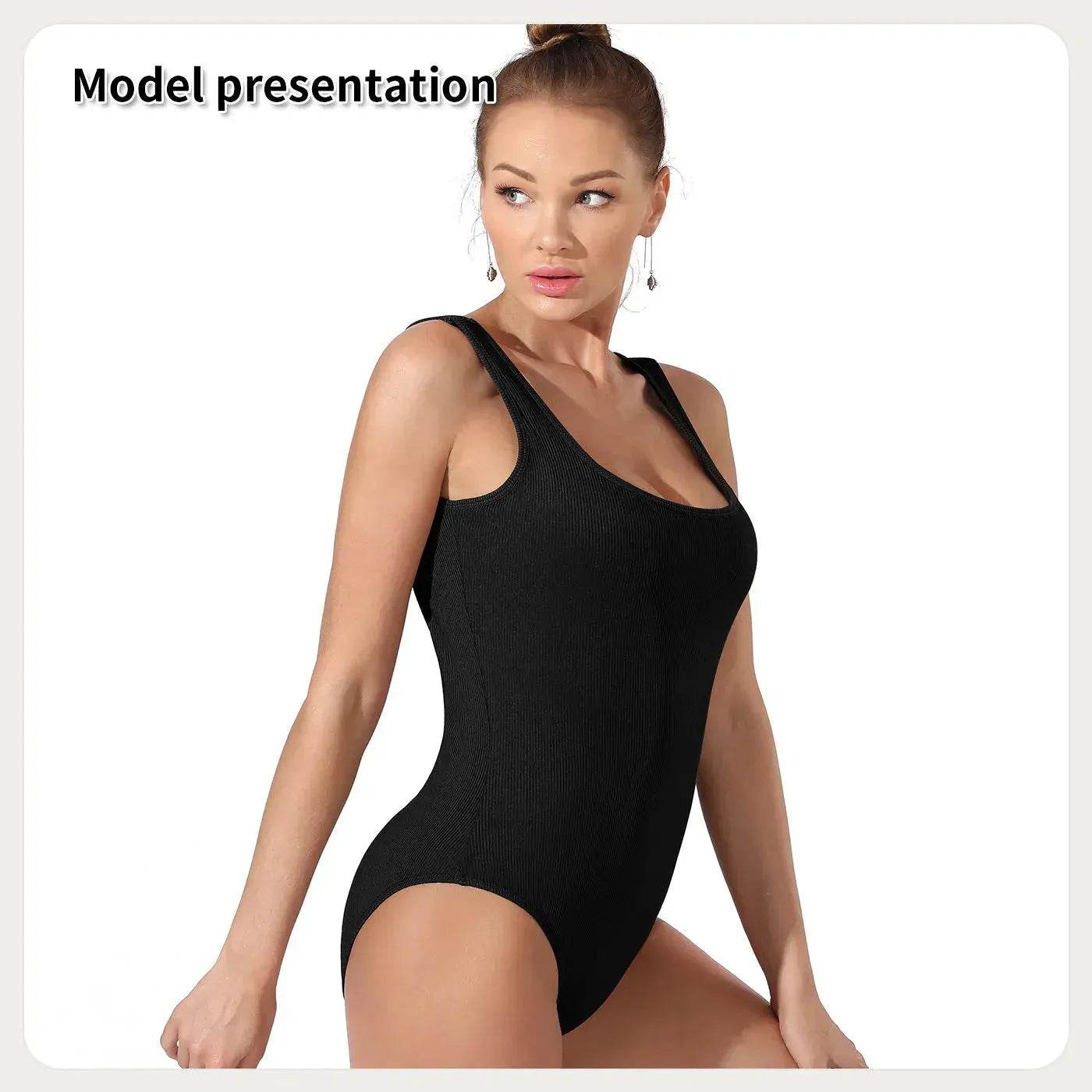 One piece Full body shaper Sleeveless Square neckline Bodysuit - Velora