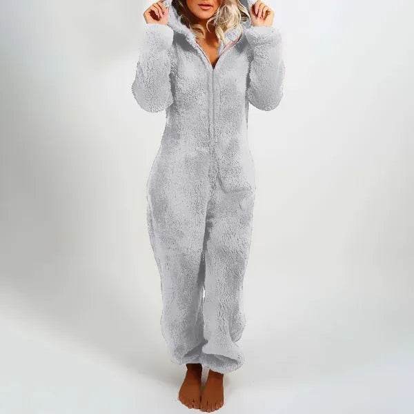 Women Polar Bear Winter hooded pajamas Jumpsuit Lounge wear Sleep wear - Velora