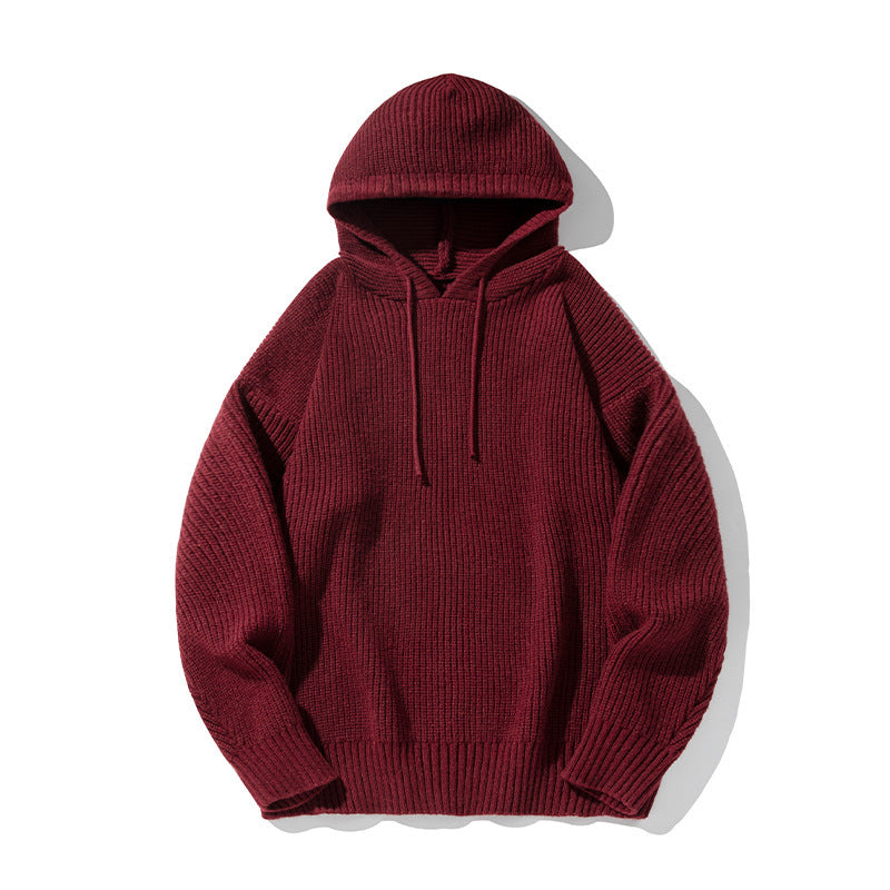 Japanese Loose Solid Color Hooded Sweater Idle Style Adjustable