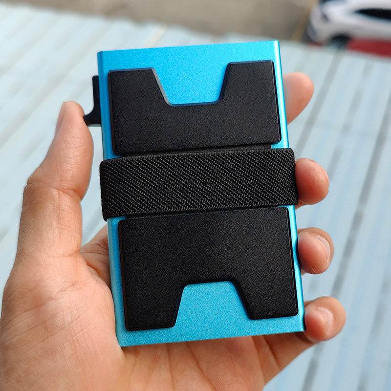Men's Metal RFID Anti-magnetic Aluminum Alloy Elastic Band Wallet Card Holder - Velora
