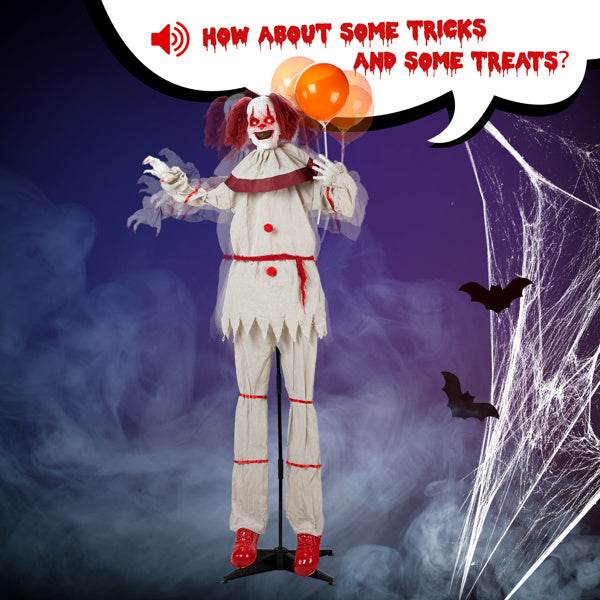 5.7ft Eye Red Light Vibration Clown Sound Voice Control, Standing Balloon Clown, Battery Model - Battery Not Included, Halloween Standing Decoration - Velora
