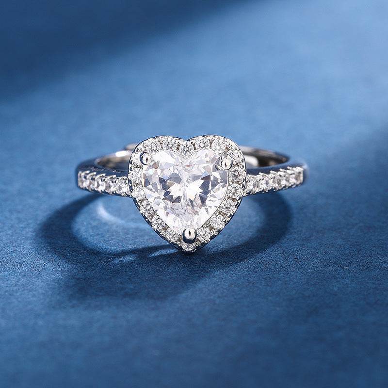 Fashion Jewelry Micro-encrusted Zircon Diamond Love Peach Heart Ring Female Luxury High-end Marriage Niche Temperament Hand Jewelry - Velora