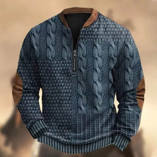 Printed Men's 3D Half Placket Zipper Sweatshirt Pullover - Velora