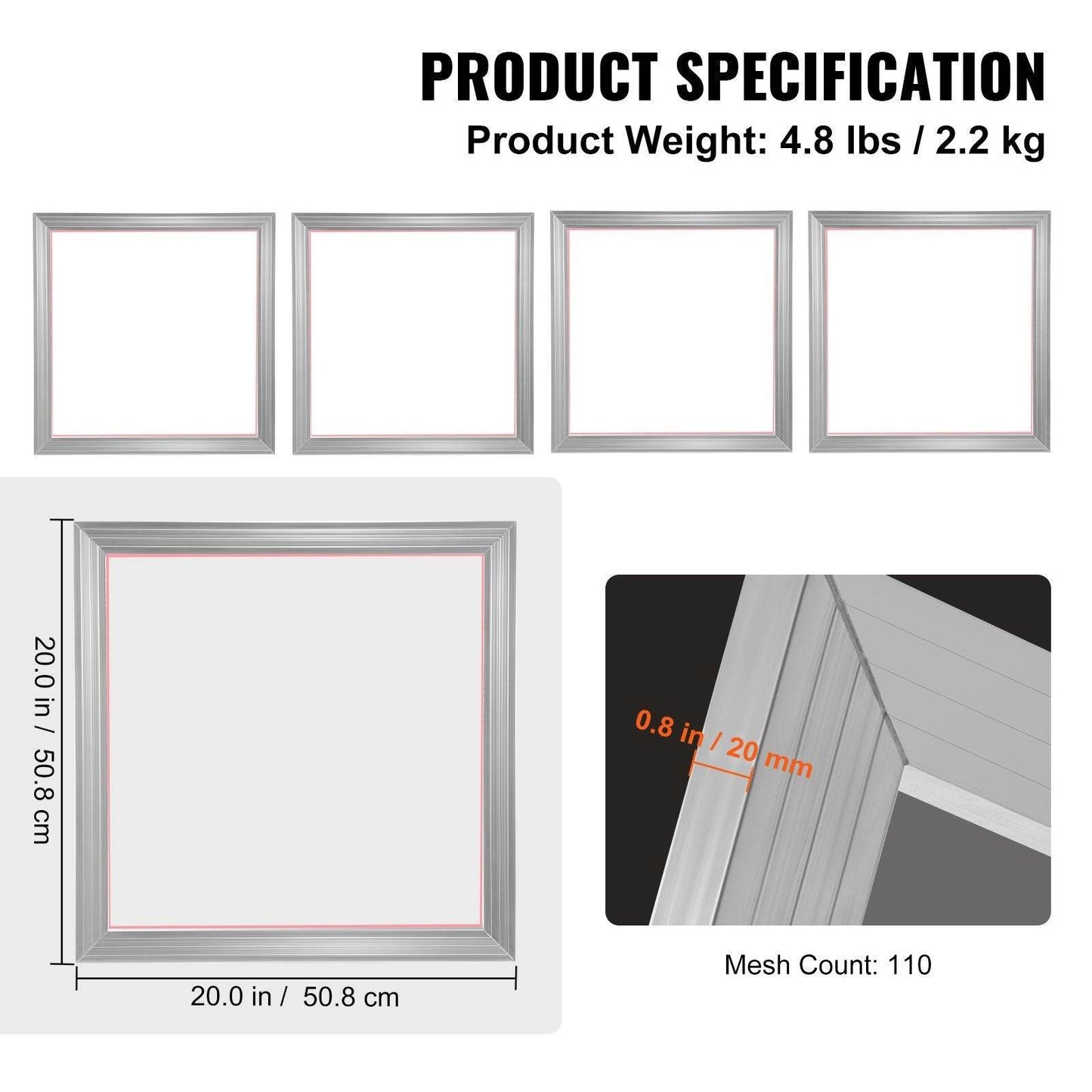 Screen Printing Kit, 4 Pieces Aluminum Silk Screen Printing Frames - Velora