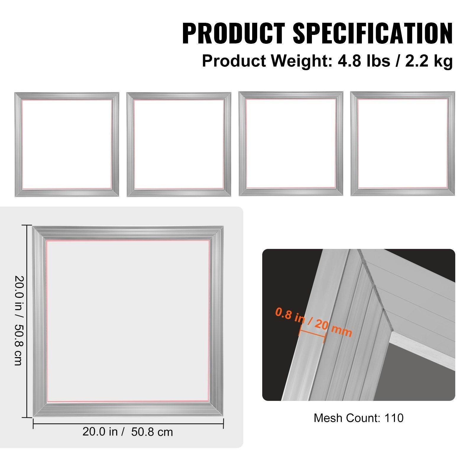 Screen Printing Kit, 4 Pieces Aluminum Silk Screen Printing Frames - Velora