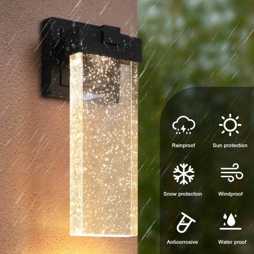 Outdoor Waterproof Transparent LED Crystal Wall Light Supports Many Types Of Bulb-2 Packs With Light Sensitivity - Velora