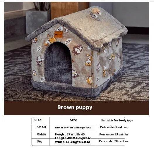 Foldable Dog House Pet Cat Bed Winter Dog Villa Sleep Kennel Removable Nest Warm Enclosed Cave Sofa Pets Supplies - Velora