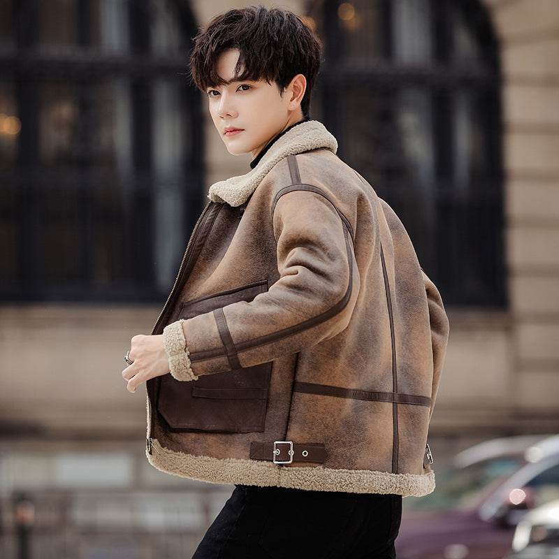 Leather And Fur Casual Coat For Men - Velora