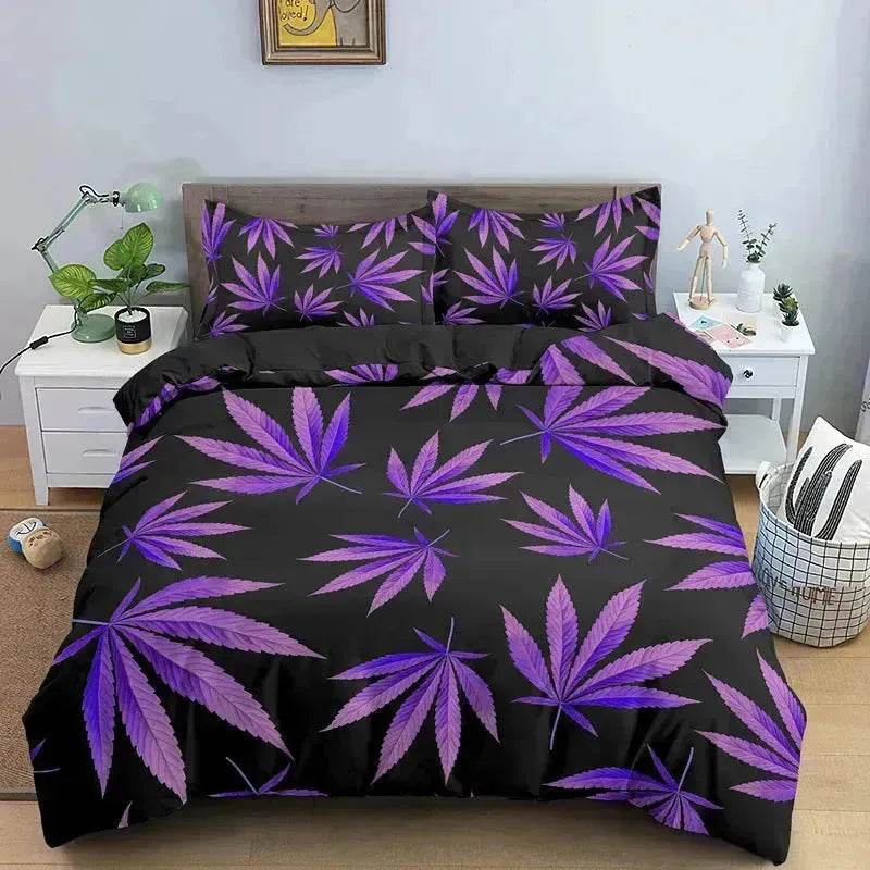 Colorful Psychedelic Weed Leaf Bedding Set - Velora