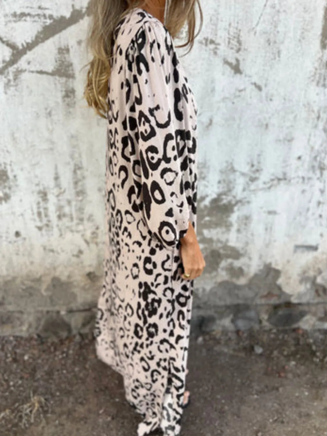 Full Size Printed V-Neck Dress with Pockets Plus Size - Velora