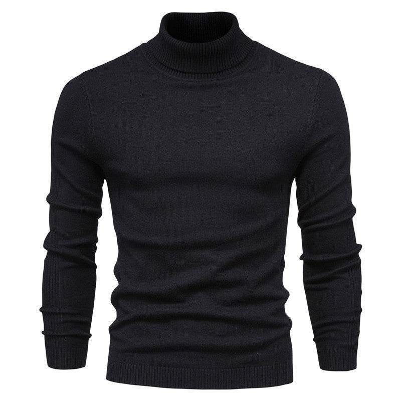 Men's Solid Color Slim Pullover Turtleneck Sweater Winter Casual Tops Clothing - Velora