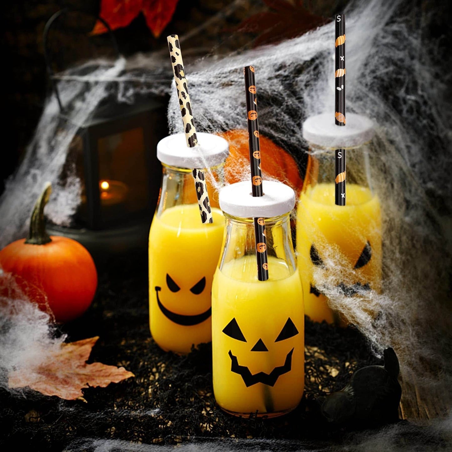 40 Pack Of 9 Inch BPA-Free Halloween Reusable Straws With Colorful Stripe Print Hard Straws For Mason Jars, Mason Glasses, Home Or Party Use, Comes With A Cleaning Brush-Selling On Amazon Is Prohibite - Velora