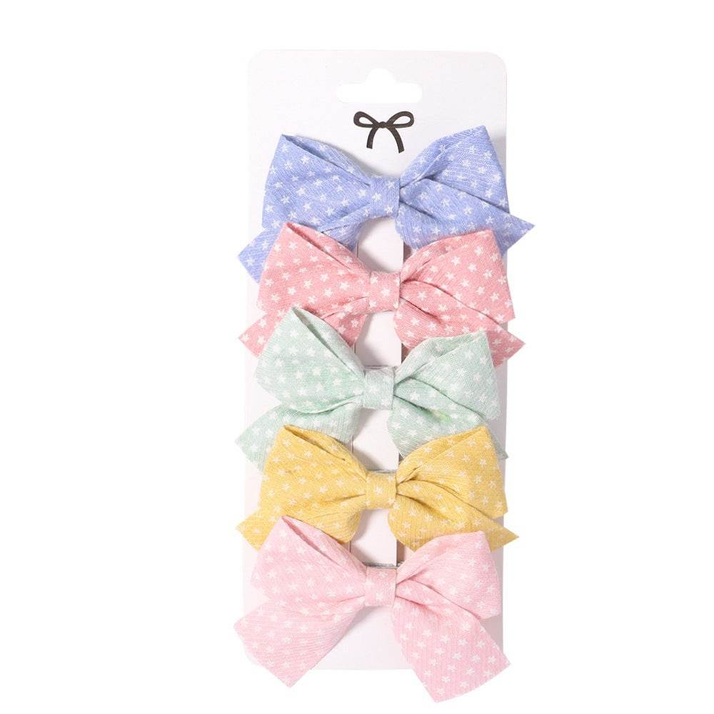 Fabric Plaid Bow Barrettes Floral Plaid A Pair Of Hairclips - Velora