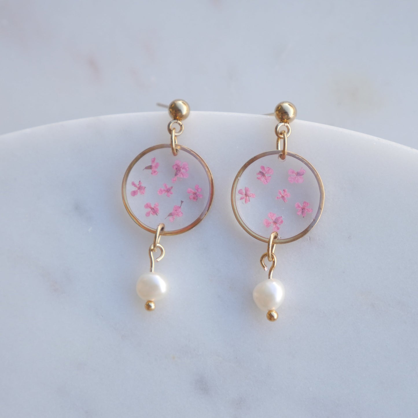 Boucles d’oreilles Perla - Estelle rose - rond (moyen) - Velora