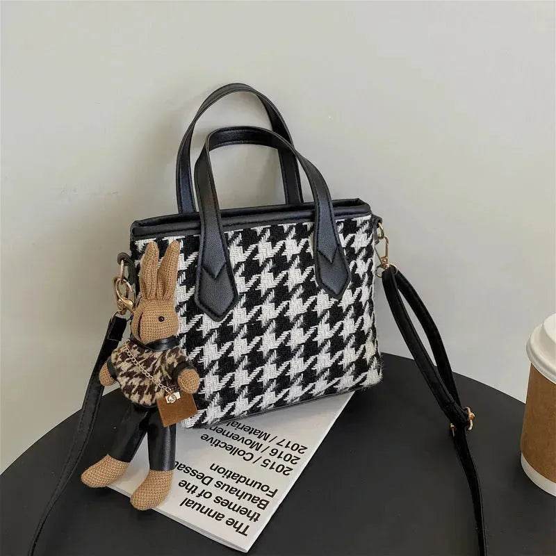 Fashion Houndstooth Shoulder Bags Portable Checkerboard Handbags All-match Messenger Crossbody Bag Women - Velora