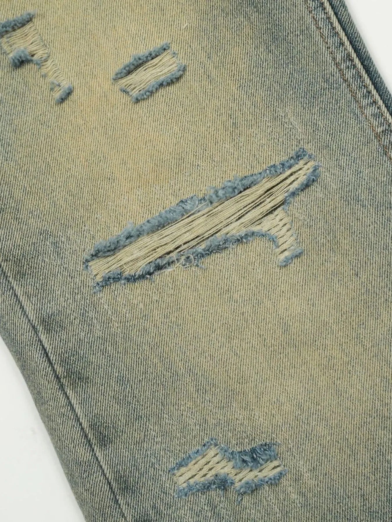 Men's Distressed High-Waist Straight Leg Jeans - Velora