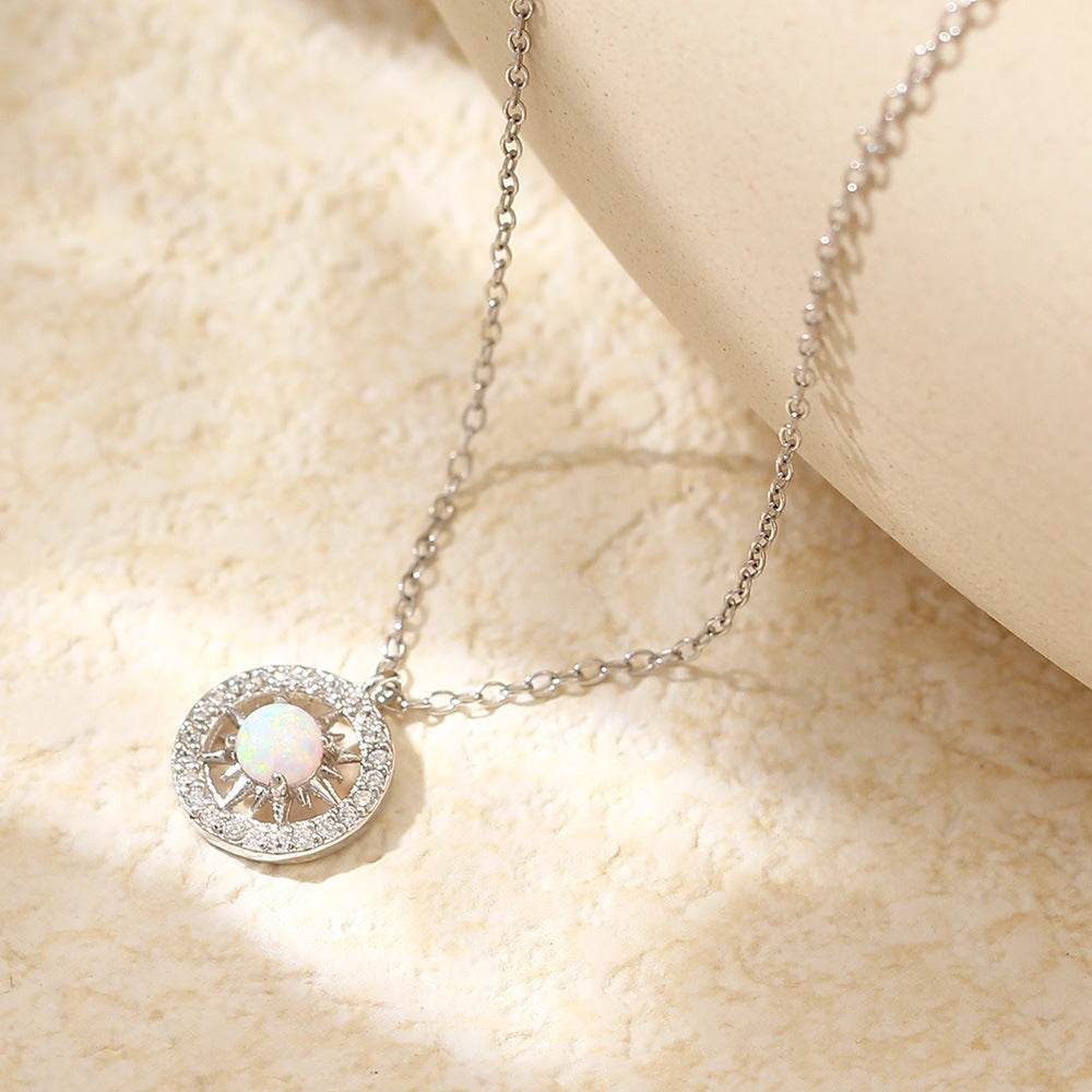 Fashion Jewelry Niche Moon And Sun Necklace Silver Opal Celtic Moon Necklace Sun Necklace Asterism Diamond - Velora