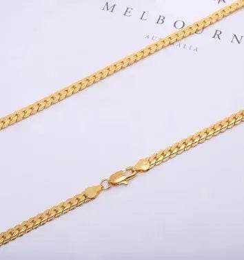 Men Necklace Gold Tone Snake Chain - Velora
