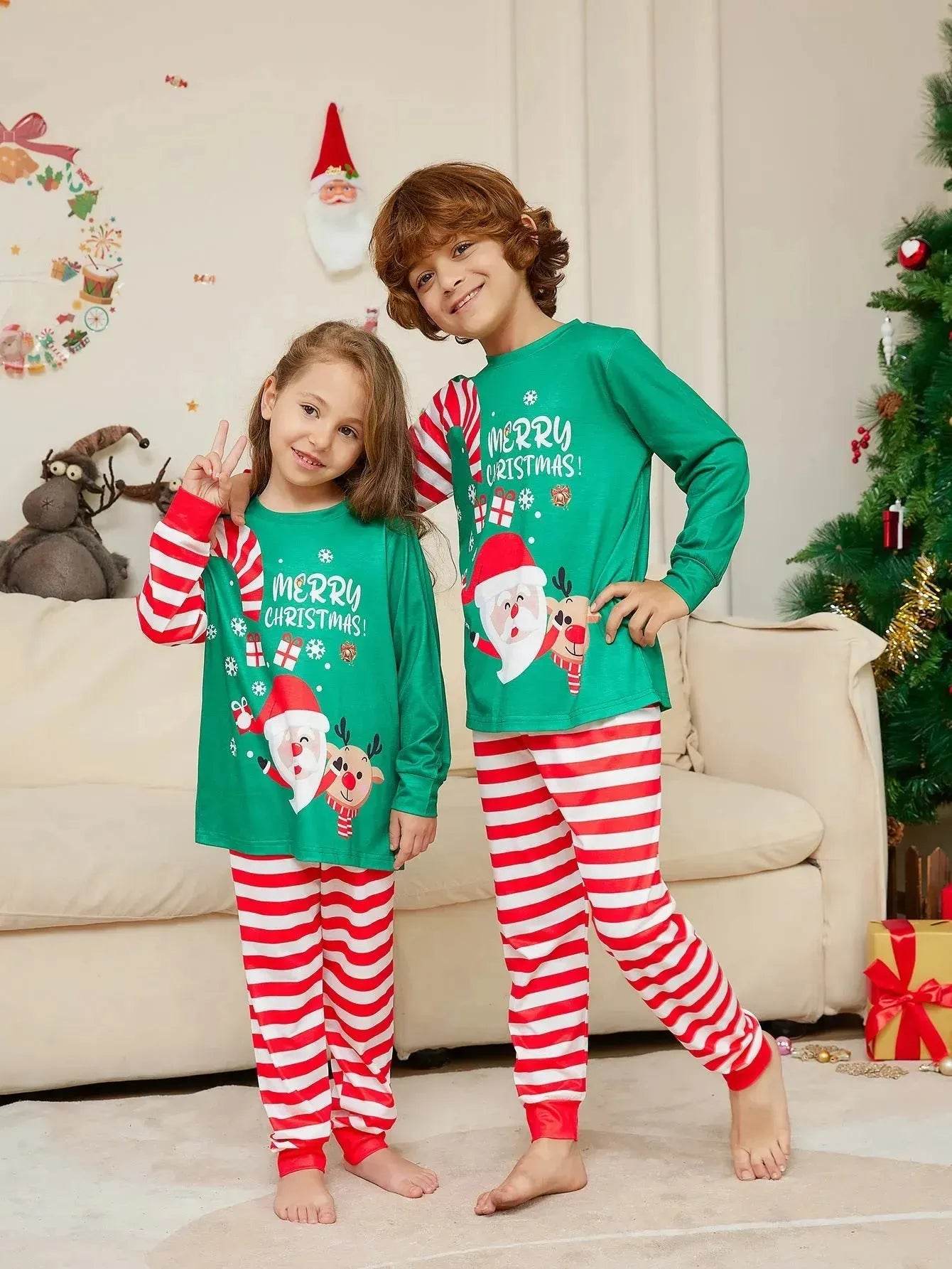 Cartoon Santa Claus Letter Printing Parent-child Christmas Pajamas Home Wear Suit - Velora