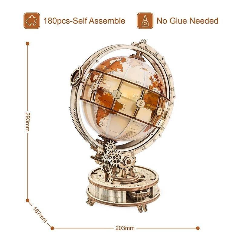 Robotime ROKR Luminous Globe 3D Wooden Puzzle Games Assemble Model Buliding Kits Toys Gift - Velora