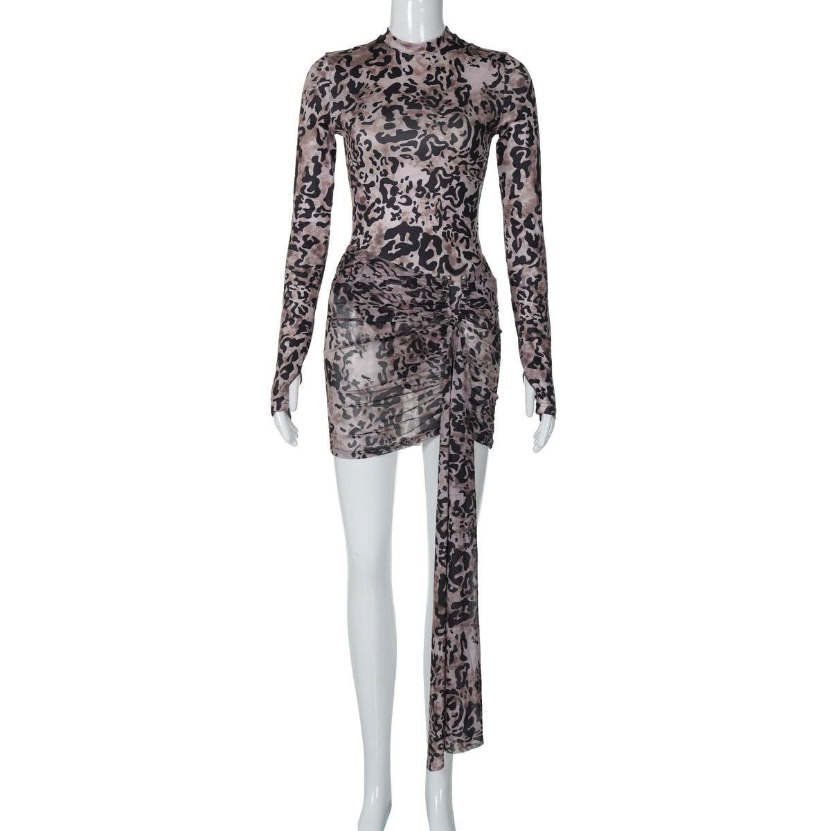 Women's Leopard Print Jumpsuit Mesh Suit - Velora