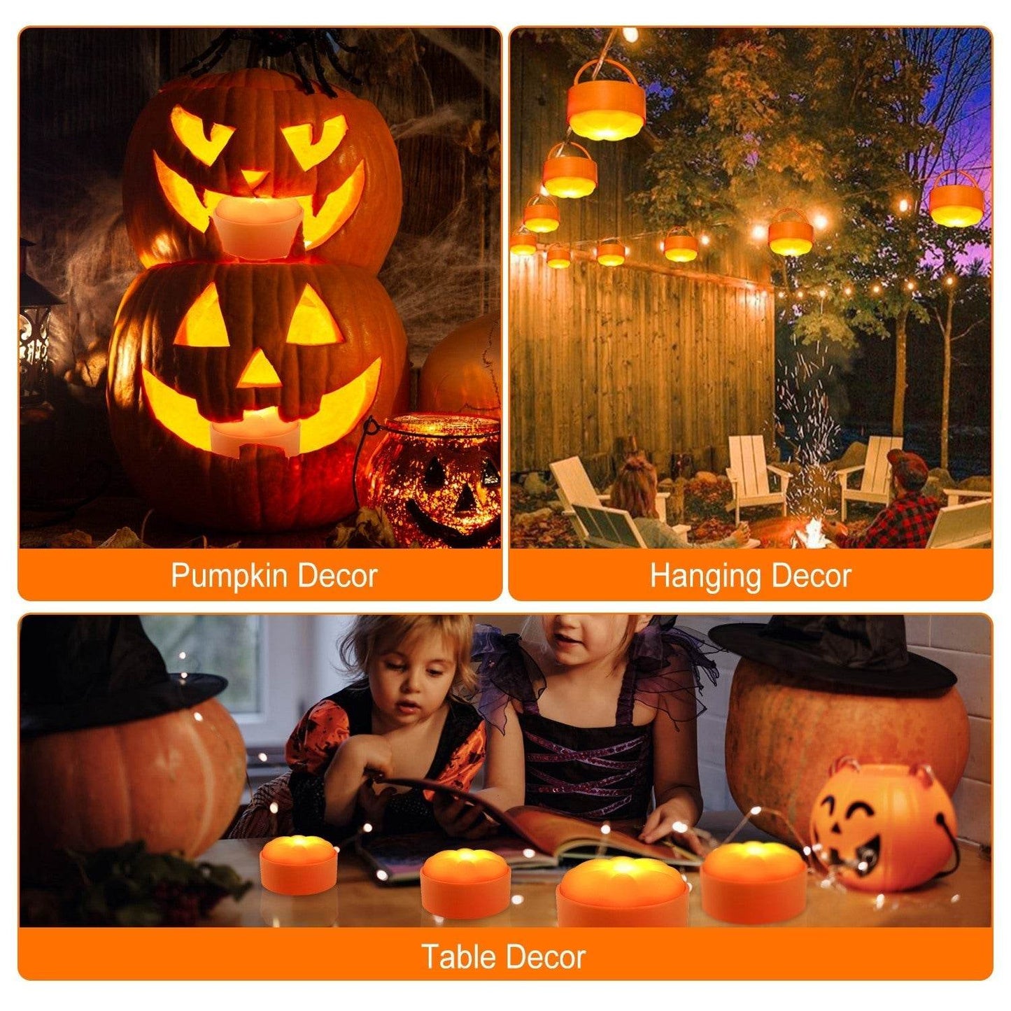 4 Pack Halloween LED Pumpkin Lights Battery Operated Halloween Decoration Lights With 2 Light Modes 4 Timer Setting Remorte Control For Party Pumpkin Decor - Velora