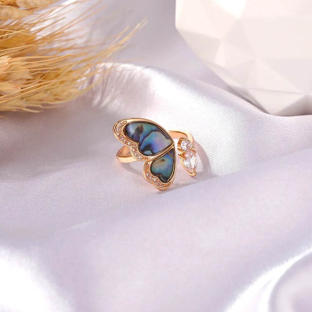 Ladies Fashion Seashell Wing Zircon Jewelry Ring for women - Velora