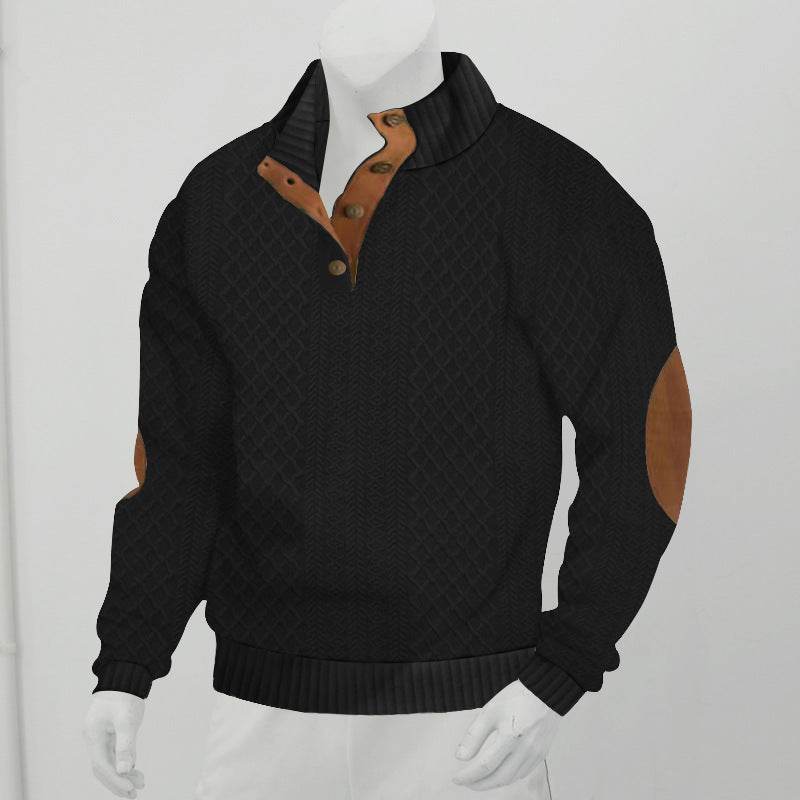 Stand Collar Long Sleeve Jacquard Knitted Pullover Sweater - Velora